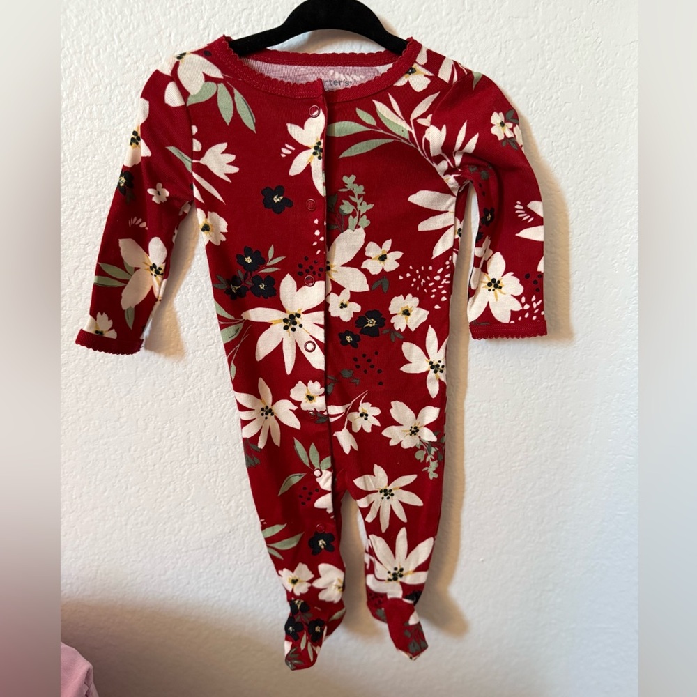 Carter’s Red Floral Kids footie Pajamas